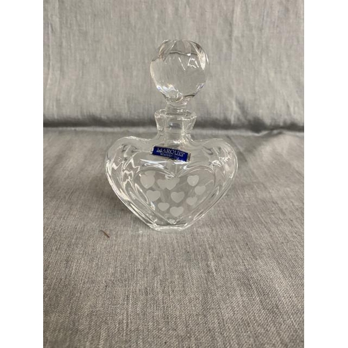 Boxed Waterford heart shaped perfume bottle decorated with hearts