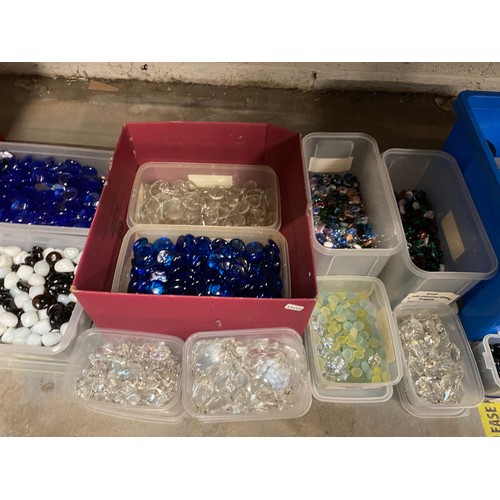 491 - Large collection of coloured glass stones & cut glass chandelier droplets etc