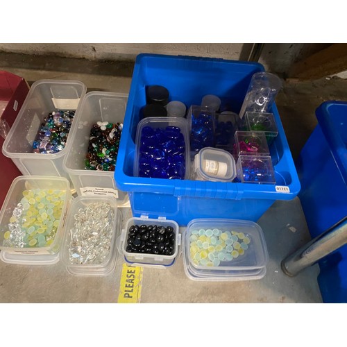 491 - Large collection of coloured glass stones & cut glass chandelier droplets etc