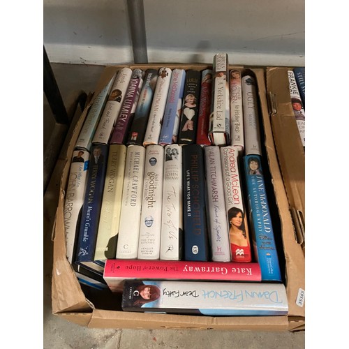 536 - 5 Boxes of books & 1 box of pictures inc. Paul O' Grady, Dawn French, Jane McDonald, Joanna Lumley, ... 