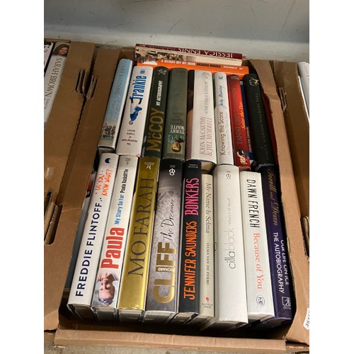 536 - 5 Boxes of books & 1 box of pictures inc. Paul O' Grady, Dawn French, Jane McDonald, Joanna Lumley, ... 