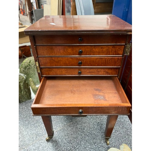 232 - Mahogany 6 drawer collectors cabinet on stand (34W 60H 28D cm)