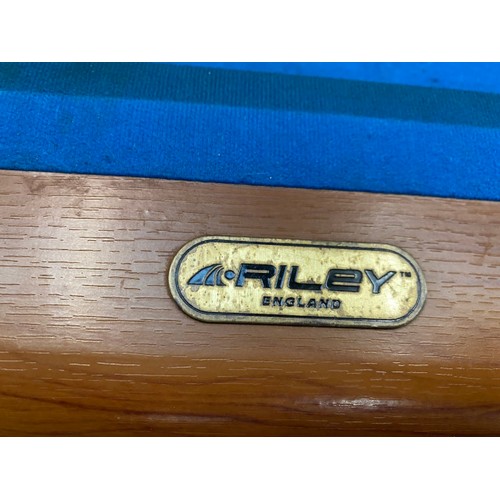 66 - Riley pool table (79H 185W 92D cm), triangle, balls & chalk (no cues)