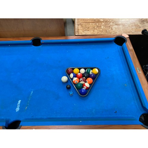 66 - Riley pool table (79H 185W 92D cm), triangle, balls & chalk (no cues)