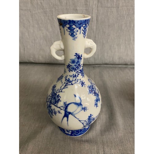 356 - 4 Pieces of oriental ceramics inc. Chinese teapot, blue & white Chinese vase (repaired) etc