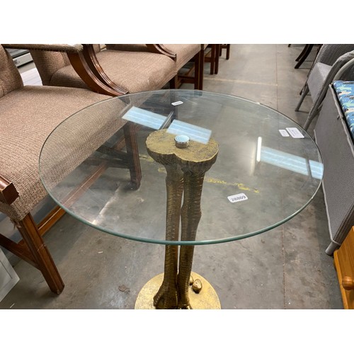 98 - Contemporary gilt based coffee table (65H 48DIAM cm)