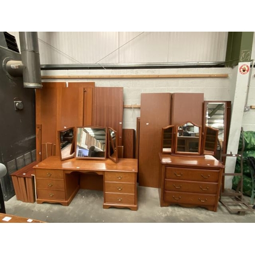1 - Stag mahogany 4 piece bedroom suite (dressing table with mirror 120H 60W 44D, 3 drawer chest 75H 90W... 