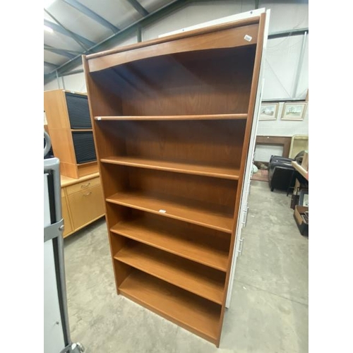 210 - Teak effect bookcase (181H 90W 28D cm)