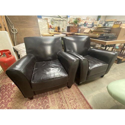 214 - Pair of faux leather armchairs (85W cm)