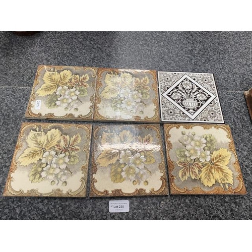 235 - 6 Antique tiles (approx. 15sq. cm)