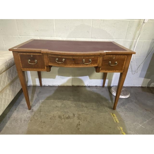 30 - Edwardian mahogany inlaid writing desk (971H 107W 62D cm)