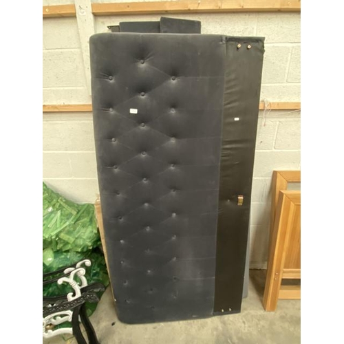 4 - Charcoal grey velour super king 6' bed frame with side rails & lats (as found)