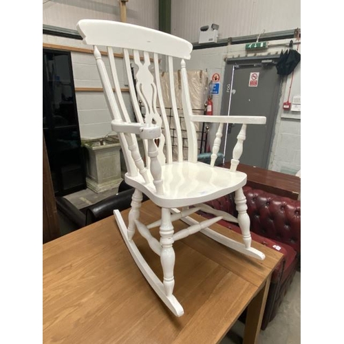 57 - Painted pine kitchen rocking chair (67W cm)