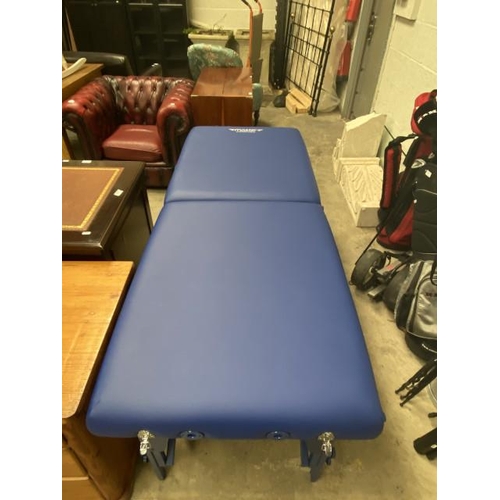 63 - Master massage table in blue with carry bag (height adjustable) (182 long x 71w cm)