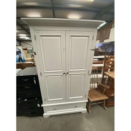 74 - White 2 door wardrobe (196H 114W 59D cm) (missing hanging rail)