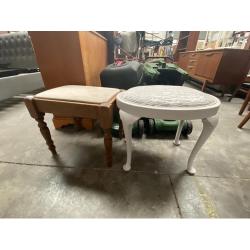 76 - Pine dressing table stool & white painted dressing table stool