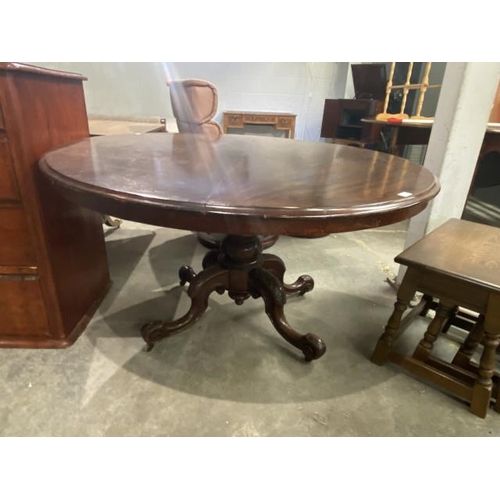 79 - Victorian mahogany tilt top breakfast table (72H 128DIAM cm)