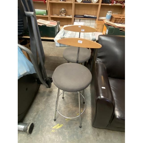 Pair of beech & chrome bar stools (40W cm)
