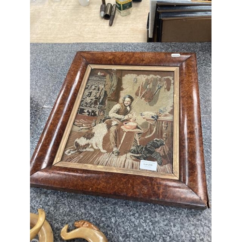 239 - Victorian burr walnut framed needle work tapestry (40x46cm)