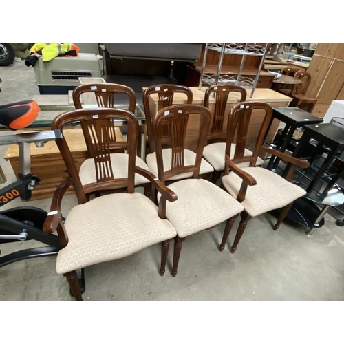 74 - 6 Mahogany framed dining chairs inc. 2 carvers (51W cm)