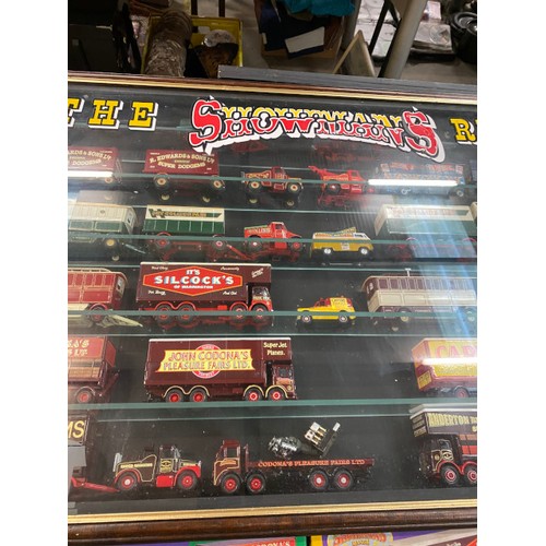 251 - 15 Corgi Showmans range inc. some original boxes & display case (display case 96W 66H 9D cm)