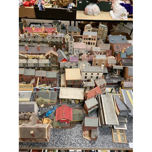 250 - Large selection of model 00 gauge railway buildings & props inc. barges, platforms, church, warehous... 