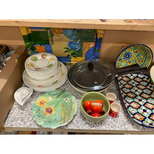 470 - Collectables inc. Le Creuset egg cups, Spanish bowl & platter, Spode floral Haven plate, Royal Winto... 