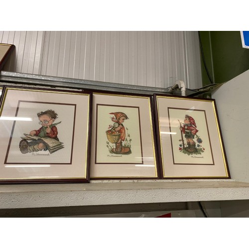 393 - 14 Framed M. J. Hummell tapestries (various sizes)