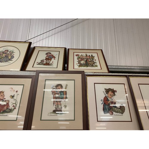 393 - 14 Framed M. J. Hummell tapestries (various sizes)