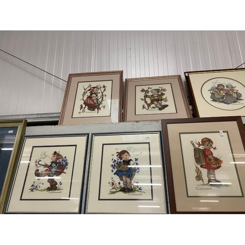 393 - 14 Framed M. J. Hummell tapestries (various sizes)