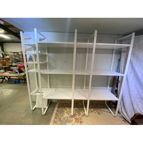 183 - White IKEA Elvarli shelving (215H 247W 56D cm) inc. extra shelving & brackets