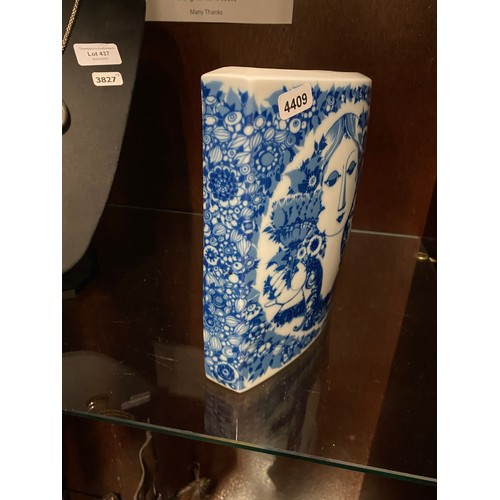 438 - Rosenthal blue & white vase signed Bjorn Wiinblad