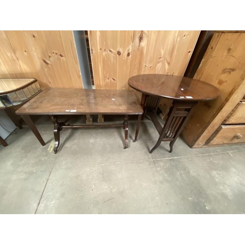 104 - Mahogany coffee table (50H 91W 45D cm) & mahogany Sutherland table (65H 77W 61D cm)