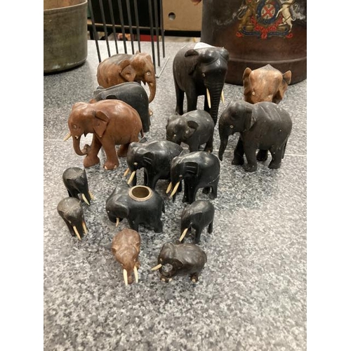 223 - 15 Carved elephants inc. ebony (some as seen)