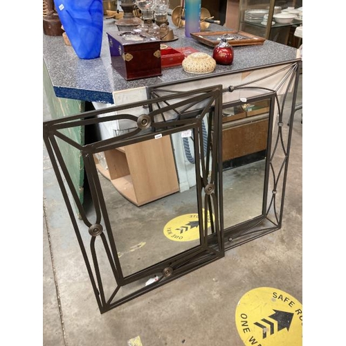 236 - 2 Decorative steel framed mirrors (60x80 & 63x83cm)