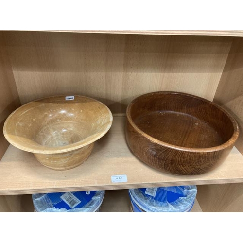 243 - Turned wood bowl & teak fruit bowl (30 & 26DIAM cm)