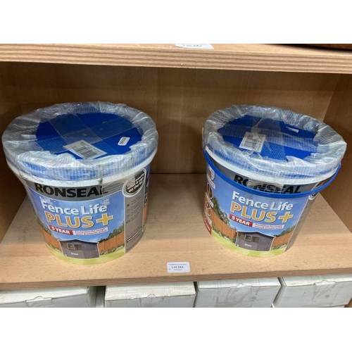 244 - Two 5L tubs of Ronseal fence life plus (colour slate)