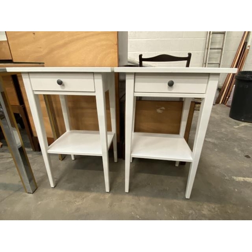 34 - Pair of white single drawer bedside cabinets (71H 46W 35D cm)