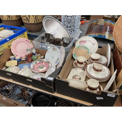 462 - 3 Boxes inc. Maling, James Kent, Wedgwood, stainless steel tea service etc