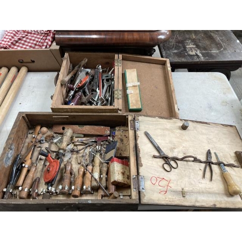 480 - 2 Vintage work boxes & assorted tools