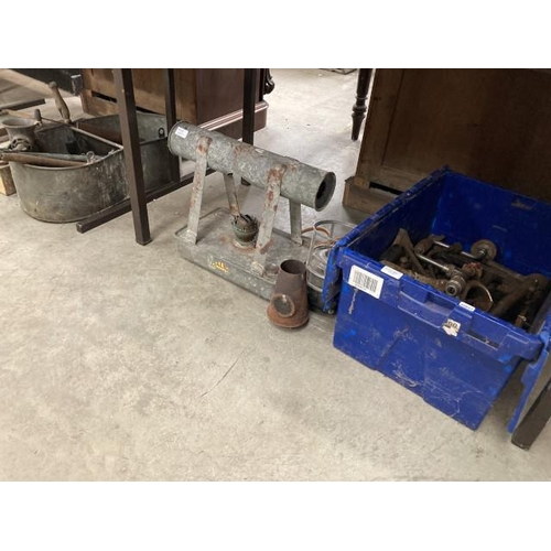 481 - Collectables inc. vintage tools, greenhouse heater, door furniture etc