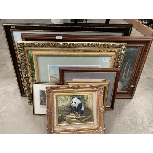 483 - Assorted framed pictures , prints, coloured etchings etc