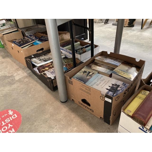 488 - 10 Boxes of assorted books inc. D Day, Churchill, Royal Air Force etc