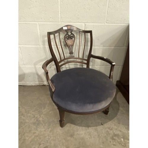 55 - Victorian inlaid tub chair (62W cm)
