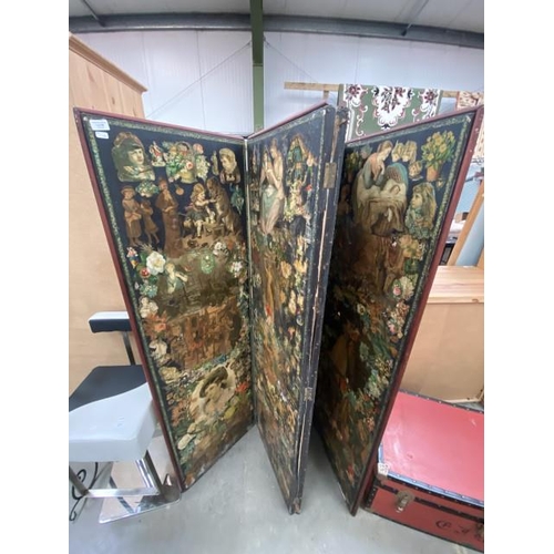 89 - 3 Fold Victorian decoupage dressing screen (167x108cm)