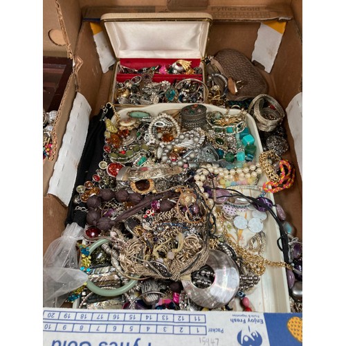 410 - 4 Boxes of assorted costume jewellery inc. necklaces, bangles, earrings