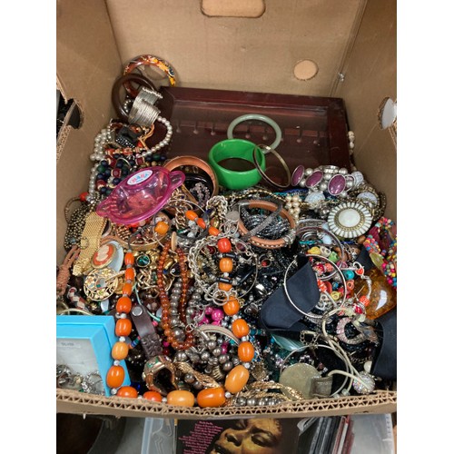 410 - 4 Boxes of assorted costume jewellery inc. necklaces, bangles, earrings