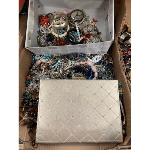 410 - 4 Boxes of assorted costume jewellery inc. necklaces, bangles, earrings