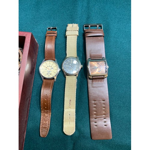 271 - Box of assorted men's jewellery, chains, bracelets, watches, pocket watch, cuff links etc