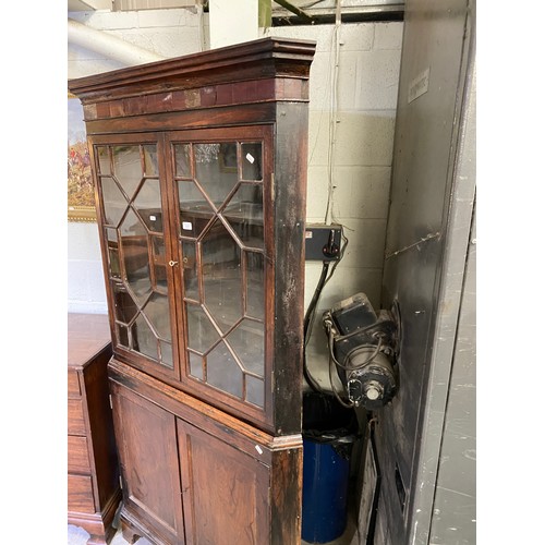 50 - George III oak corner cupboard (195H 100W 45D cm)